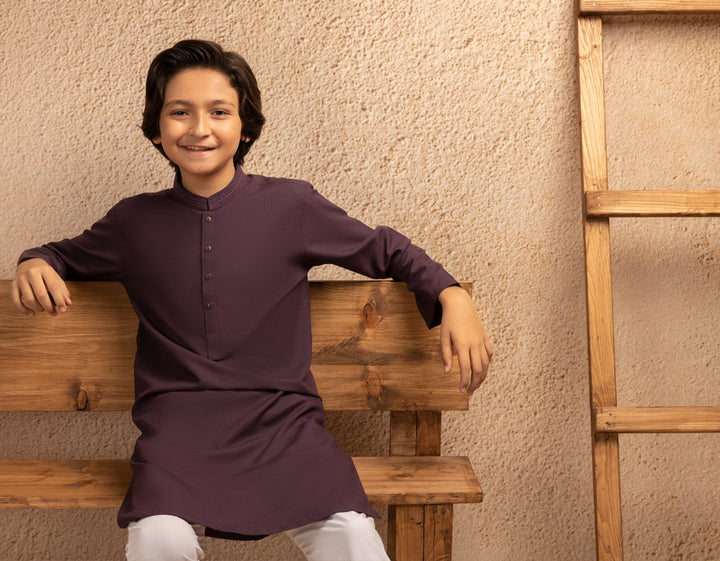 Blended Purple Kurta - J. Junaid Jamshed