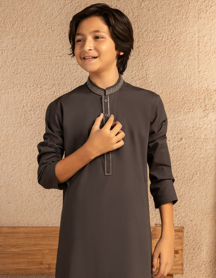 Cotton Grey Kurta - J. Junaid Jamshed