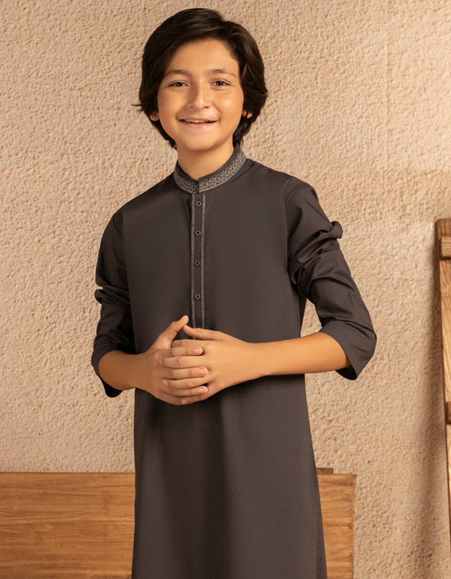 Cotton Grey Kurta - J. Junaid Jamshed