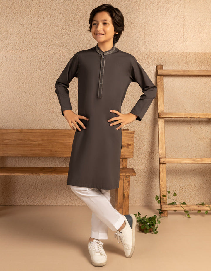 Cotton Grey Kurta - J. Junaid Jamshed