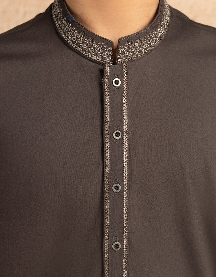 Cotton Grey Kurta - J. Junaid Jamshed