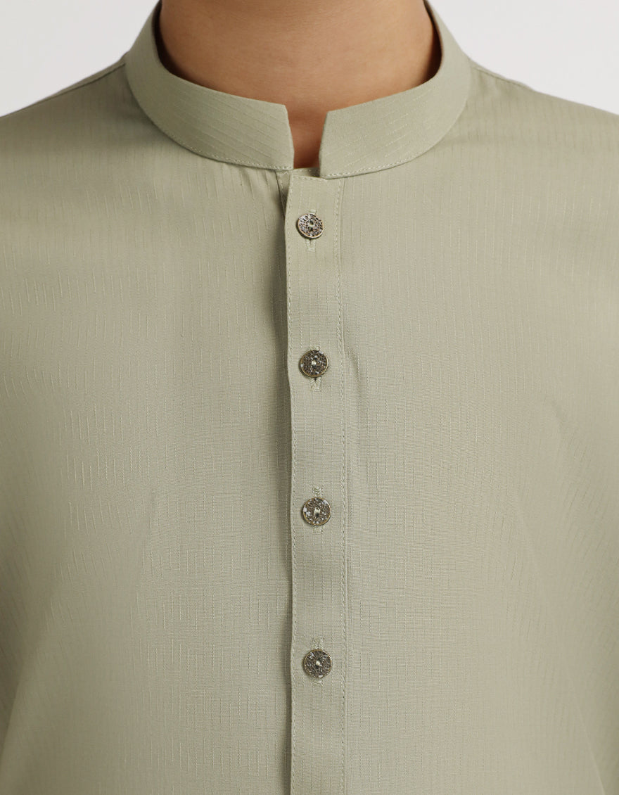 Blended Olive Kurta - J. Junaid Jamshed