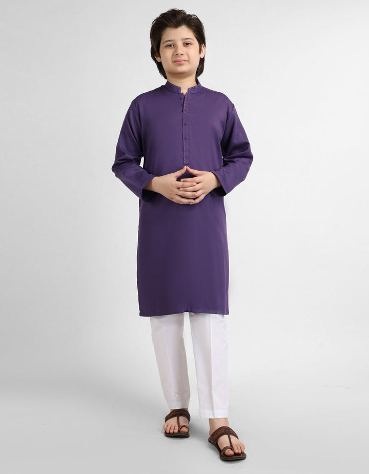 Polyester Purple Kurta - J. Junaid Jamshed