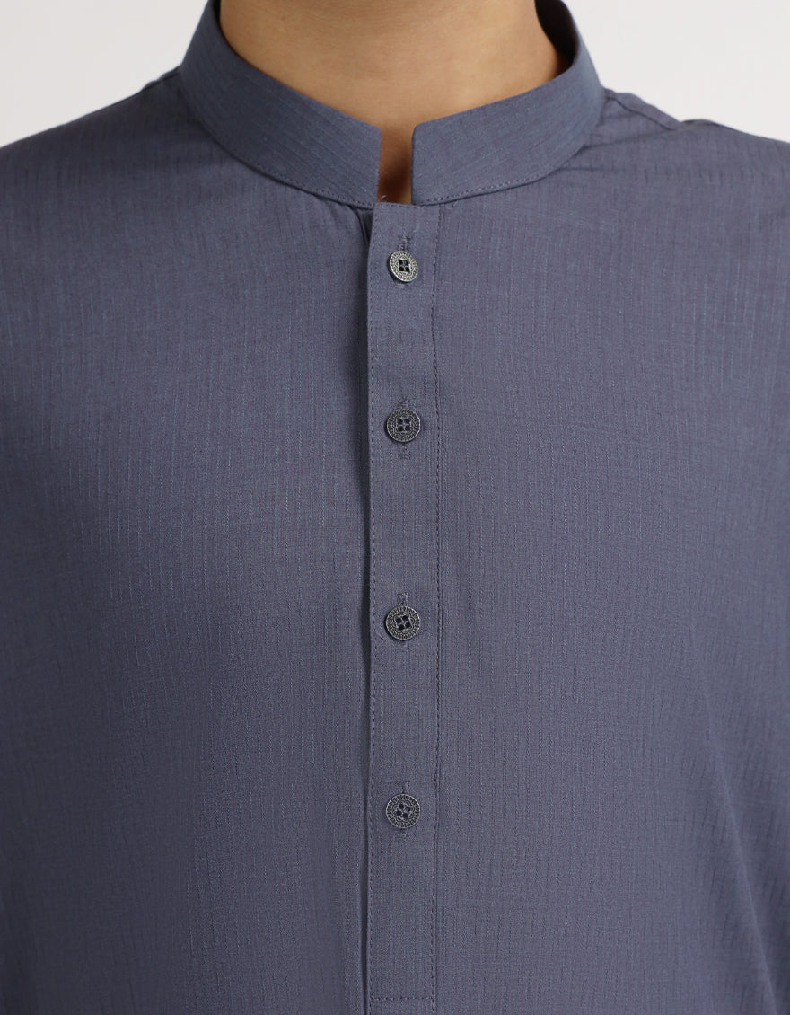 Polyester Grey Kurta - J. Junaid Jamshed