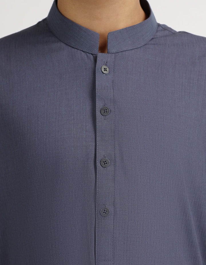 Polyester Grey Kurta - J. Junaid Jamshed