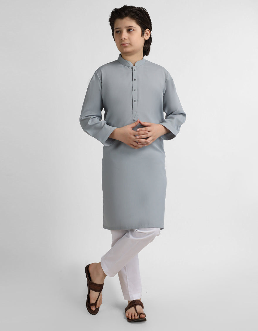 Polyester Grey Kurta - J. Junaid Jamshed