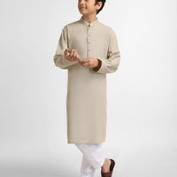 Polyester Beige Kurta - J. Junaid Jamshed