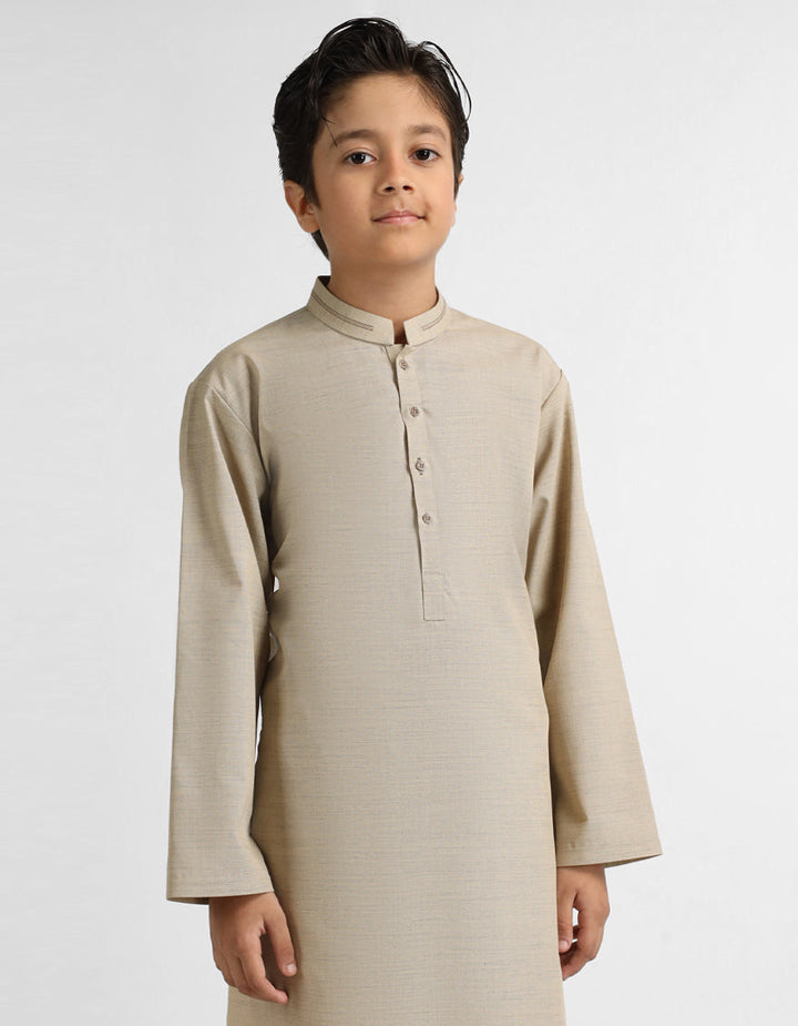 Polyester Beige Kurta - J. Junaid Jamshed