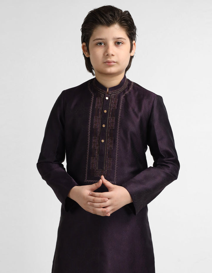 Polyester Deep Purple Special Kurta - J. Junaid Jamshed