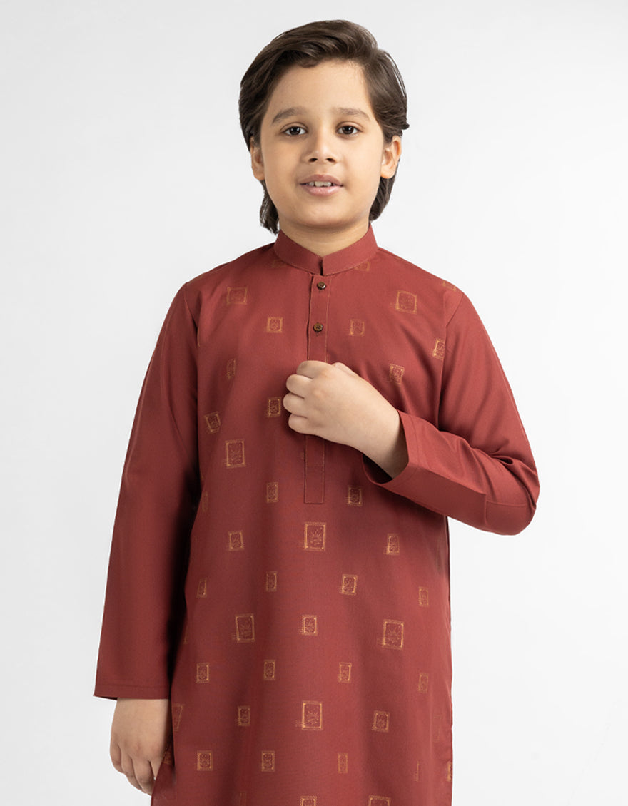 Polyester Rust Kurta Trouser - J. Junaid Jamshed