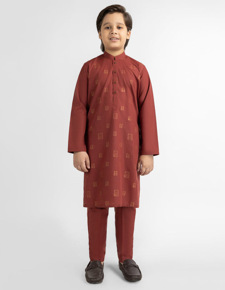 Polyester Rust Kurta Trouser - J. Junaid Jamshed