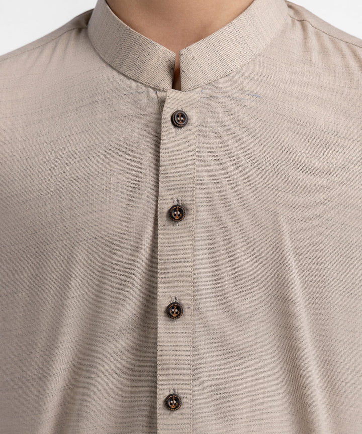 Polyester Khaki Kurta Trouser - J. Junaid Jamshed