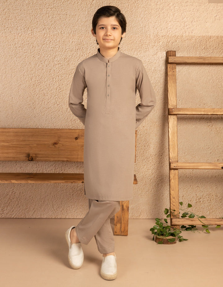 Blended Mud Brown Kurta Trouser - J. Junaid Jamshed