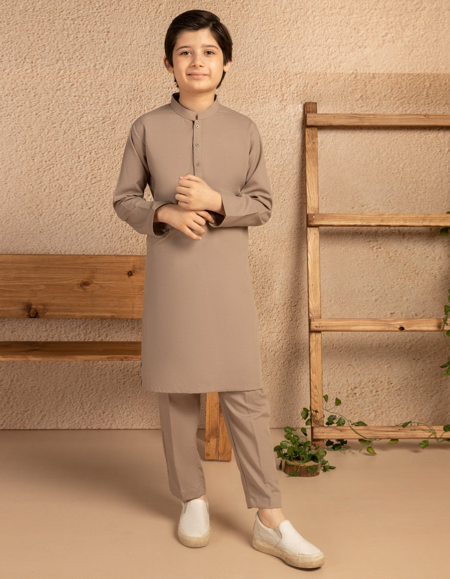 Blended Mud Brown Kurta Trouser - J. Junaid Jamshed