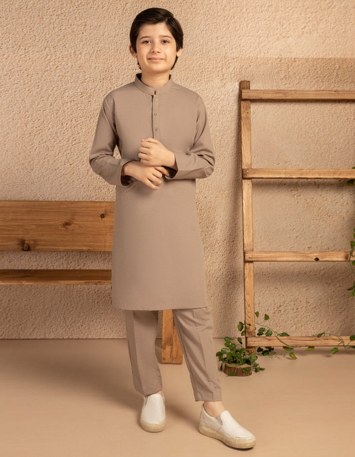 Blended Mud Brown Kurta Trouser - J. Junaid Jamshed