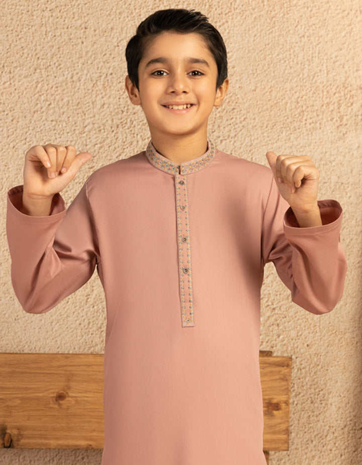 Blended Tea Pink Kurta Trouser - J. Junaid Jamshed
