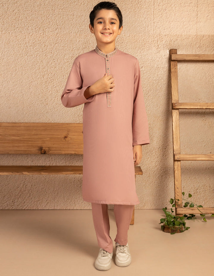 Blended Tea Pink Kurta Trouser - J. Junaid Jamshed