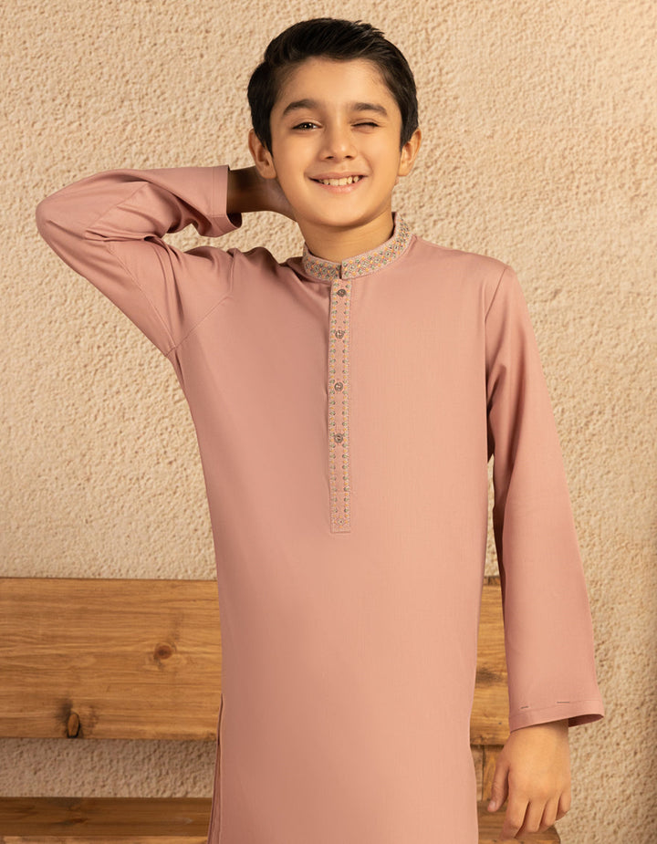 Blended Tea Pink Kurta Trouser - J. Junaid Jamshed