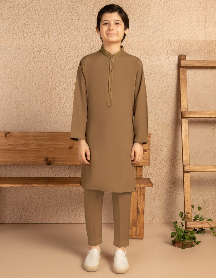 Blended Mustard Kurta Trouser - J. Junaid Jamshed
