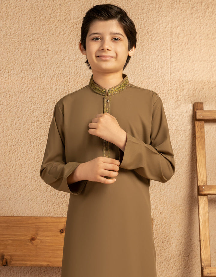 Blended Mustard Kurta Trouser - J. Junaid Jamshed