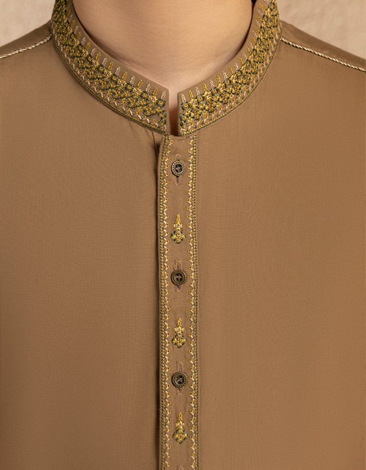 Blended Mustard Kurta Trouser - J. Junaid Jamshed