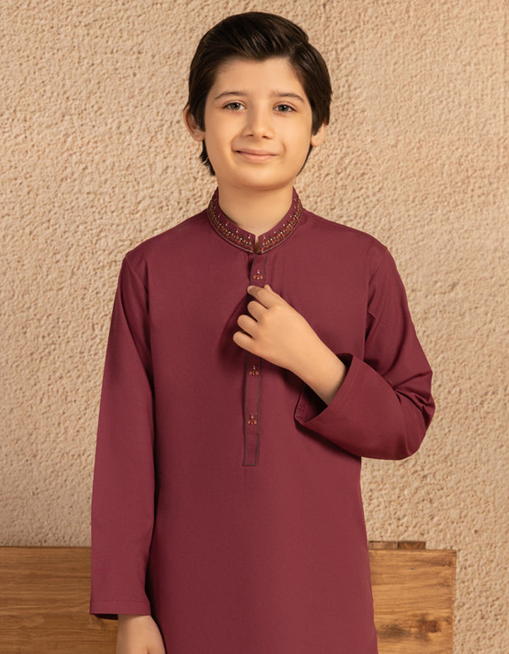 Blended Maroon Kurta Trouser - J. Junaid Jamshed