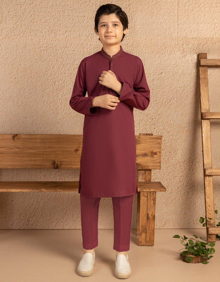 Blended Maroon Kurta Trouser - J. Junaid Jamshed