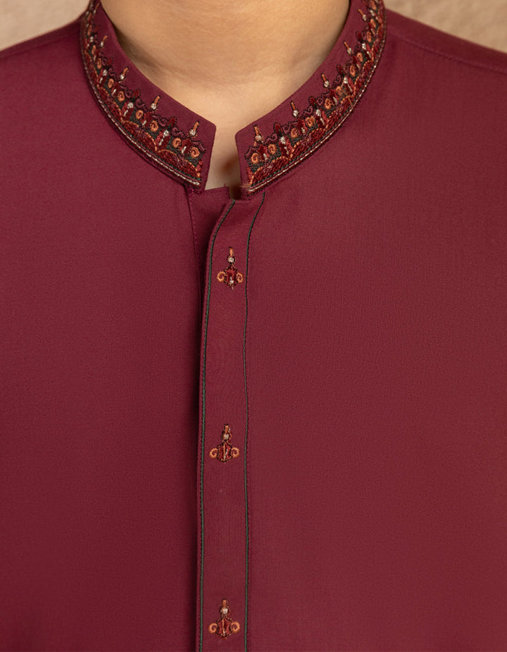 Blended Maroon Kurta Trouser - J. Junaid Jamshed