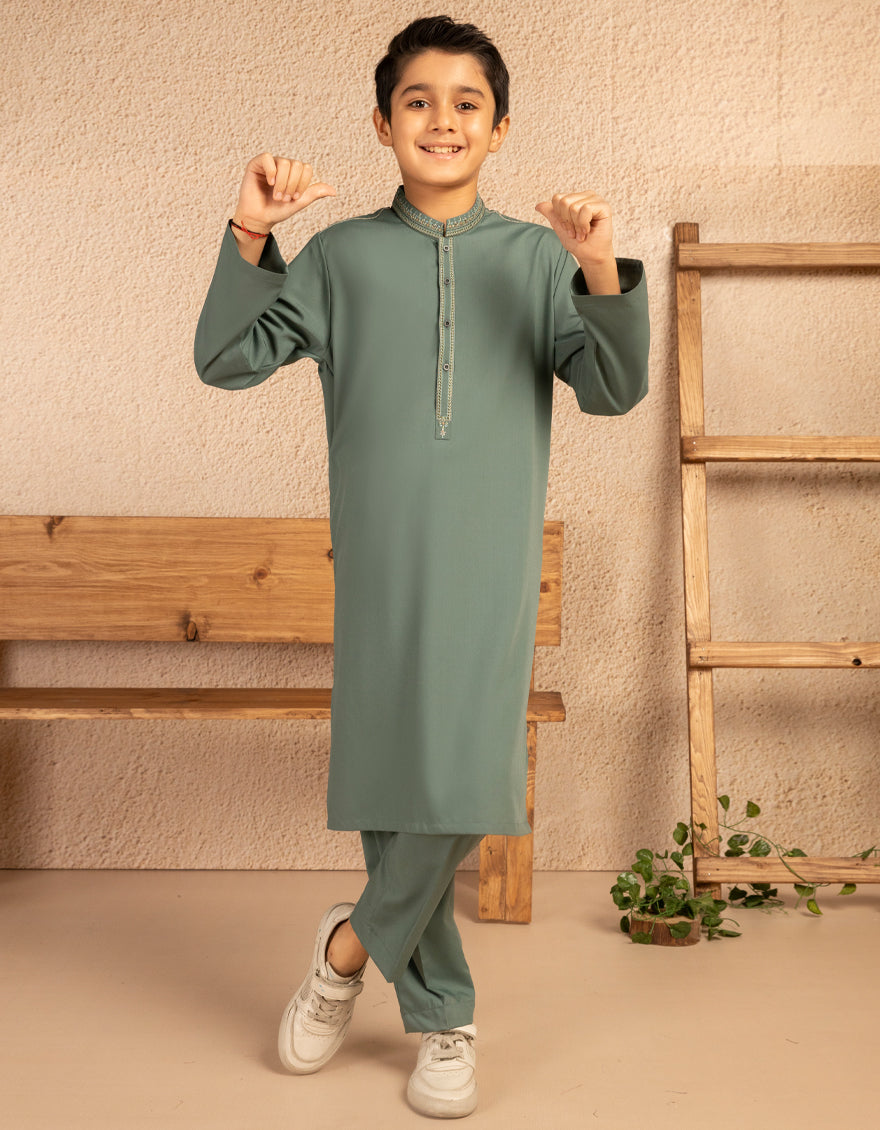 Blended Green Kurta Trouser - J. Junaid Jamshed