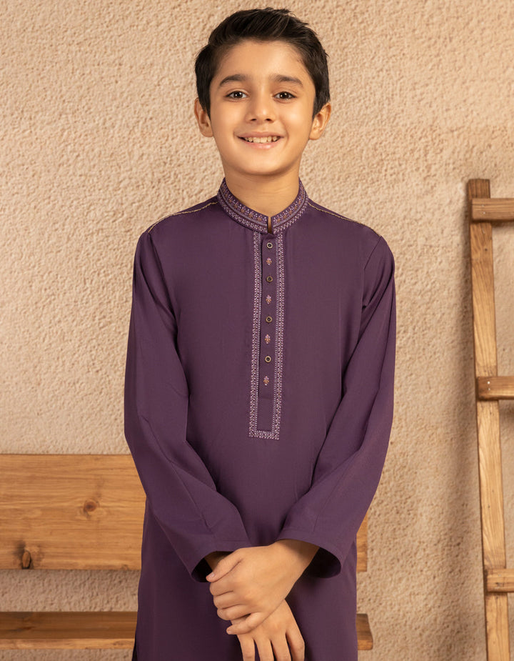 Polyester Dark Purple Kurta Trouser - J. Junaid Jamshed