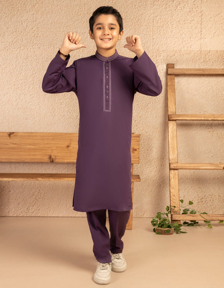 Polyester Dark Purple Kurta Trouser - J. Junaid Jamshed