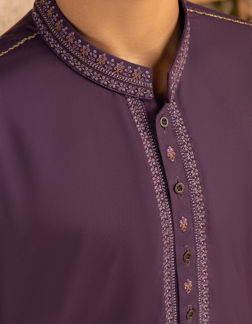 Polyester Dark Purple Kurta Trouser - J. Junaid Jamshed