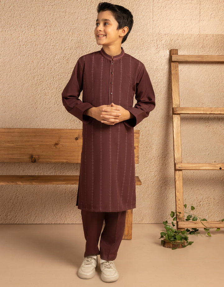 Blended Maroon Kurta Trouser - J. Junaid Jamshed