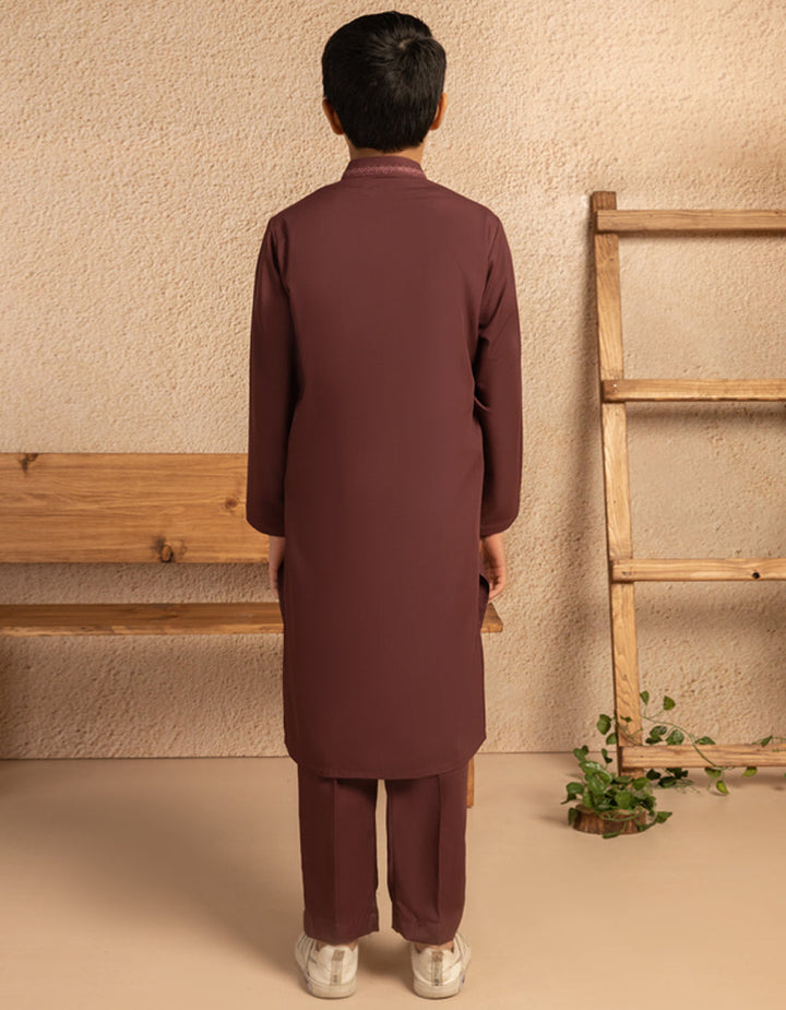 Blended Maroon Kurta Trouser - J. Junaid Jamshed