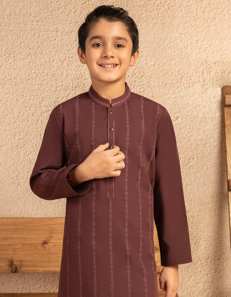 Blended Maroon Kurta Trouser - J. Junaid Jamshed