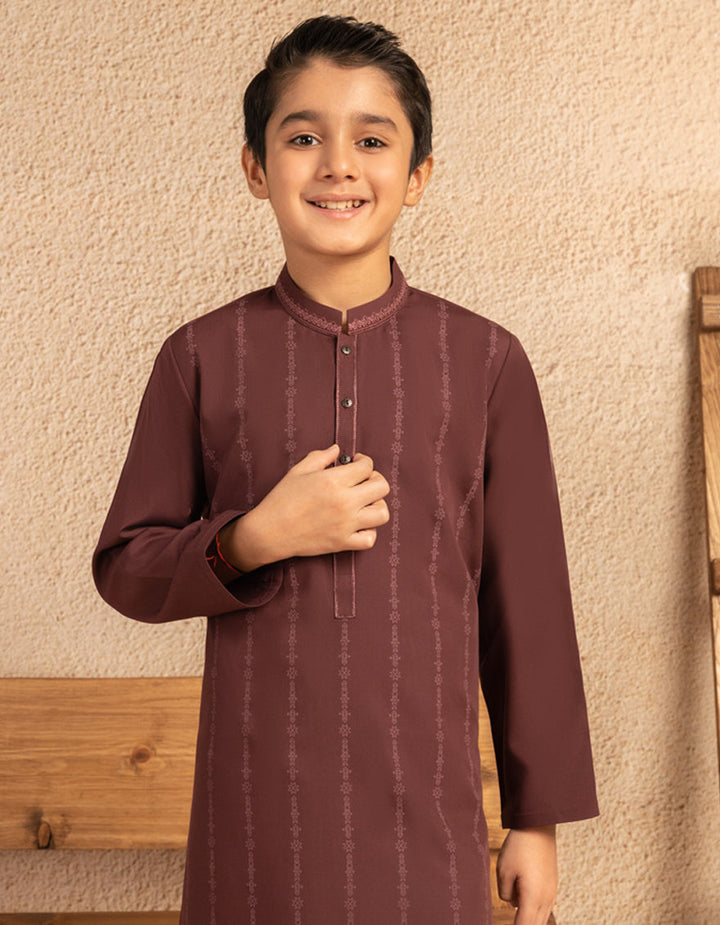 Blended Maroon Kurta Trouser - J. Junaid Jamshed