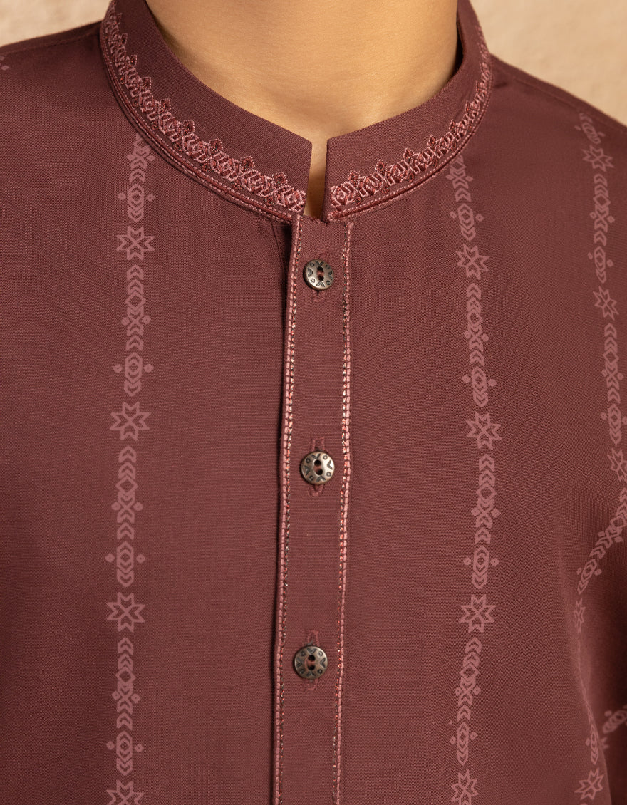 Blended Maroon Kurta Trouser - J. Junaid Jamshed