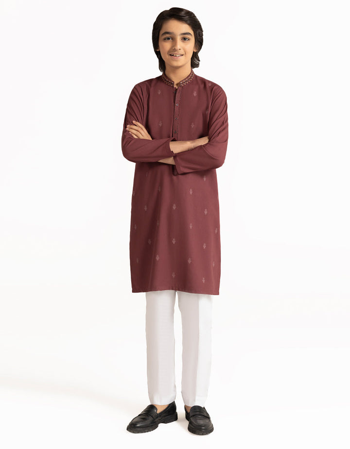 Blended Maroon Kurta Trouser - J. Junaid Jamshed
