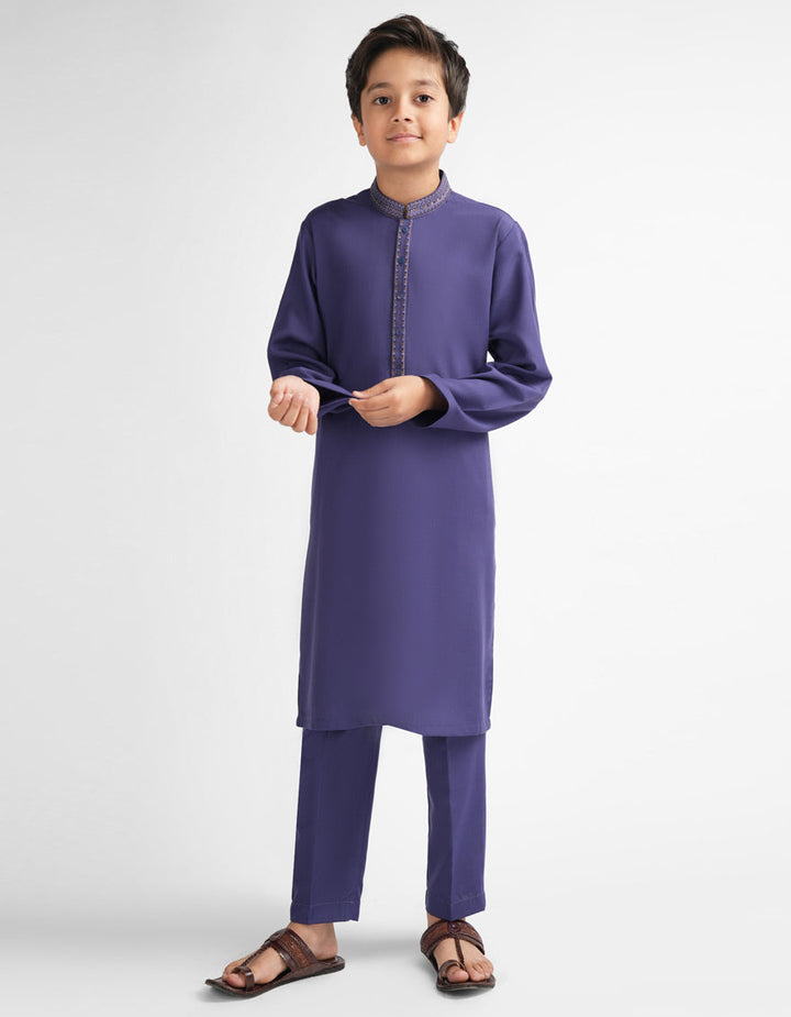 Blended Dark Blue Kurta Trouser - J. Junaid Jamshed