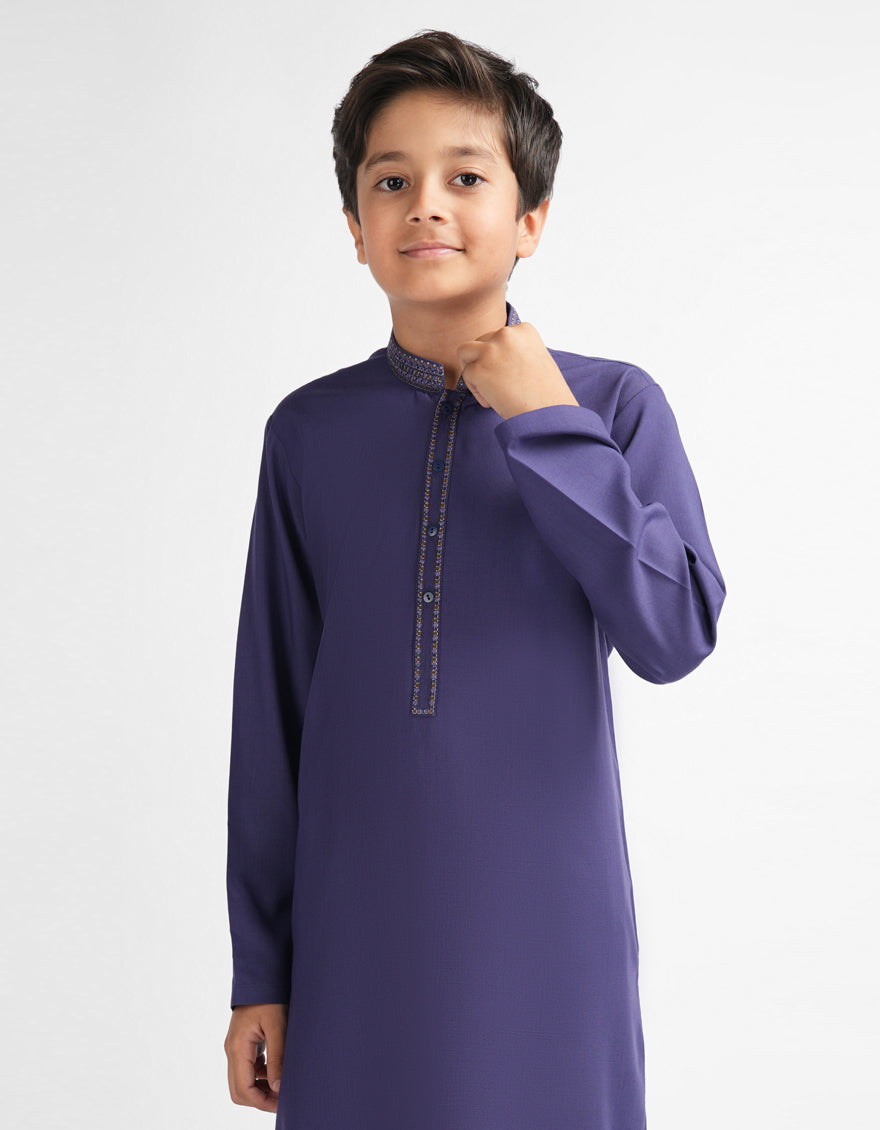 Blended Dark Blue Kurta Trouser - J. Junaid Jamshed