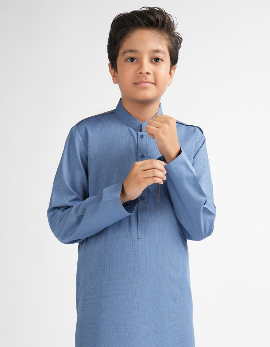 Blended Light Blue Kurta Trouser - J. Junaid Jamshed