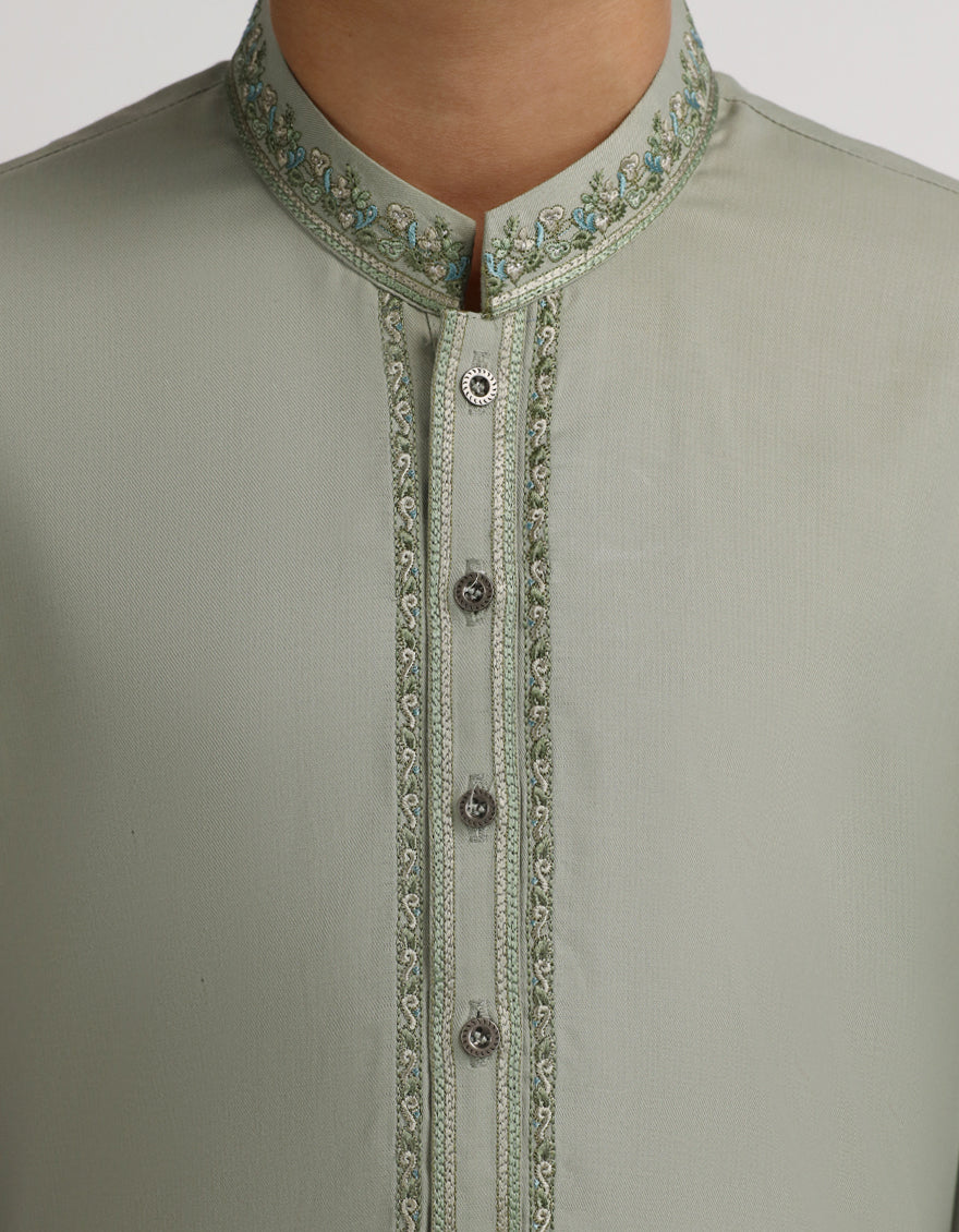 Blended Light Green Kurta Trouser - J. Junaid Jamshed