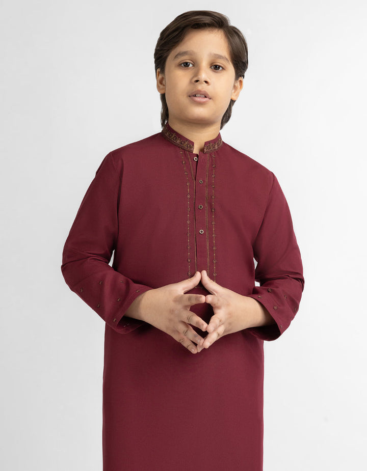 Blended Maroon Kurta Trouser - J. Junaid Jamshed