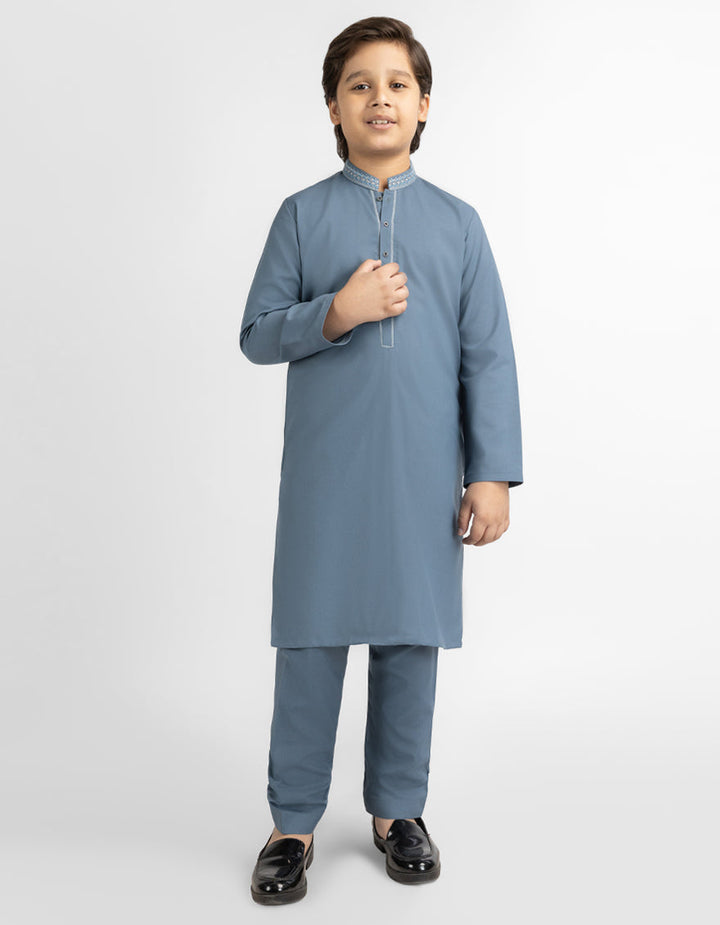 Blended Slate Grey Kurta Trouser - J. Junaid Jamshed