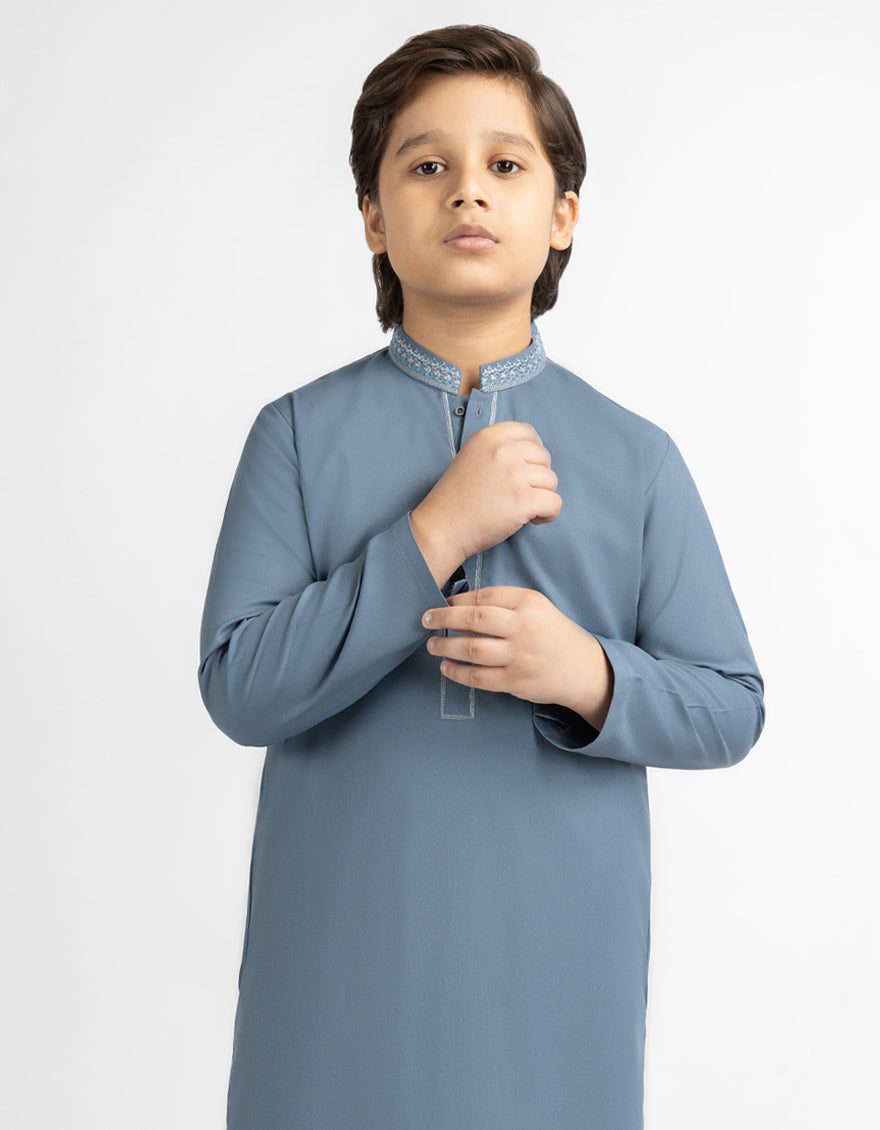 Blended Slate Grey Kurta Trouser - J. Junaid Jamshed