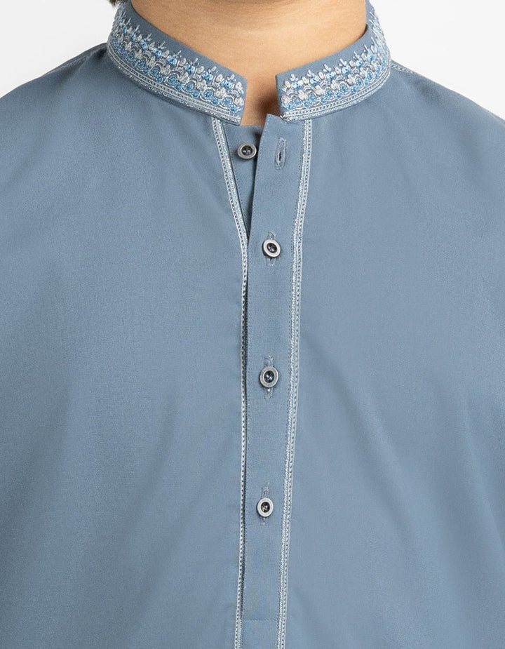 Blended Slate Grey Kurta Trouser - J. Junaid Jamshed
