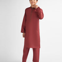 Polyester Red Maroon Kurta Trouser - J. Junaid Jamshed
