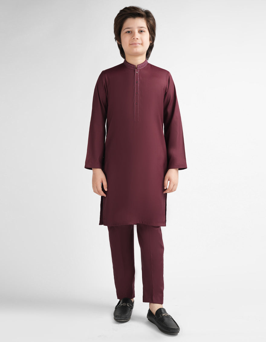 Blended Maroon Kurta Trouser - J. Junaid Jamshed