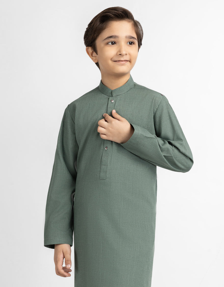 Blended Army Green Kurta Trouser - J. Junaid Jamshed