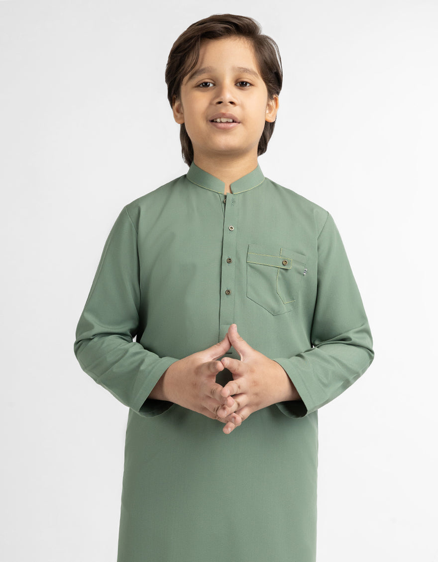 Blended Sea Green Kurta Trouser - J. Junaid Jamshed
